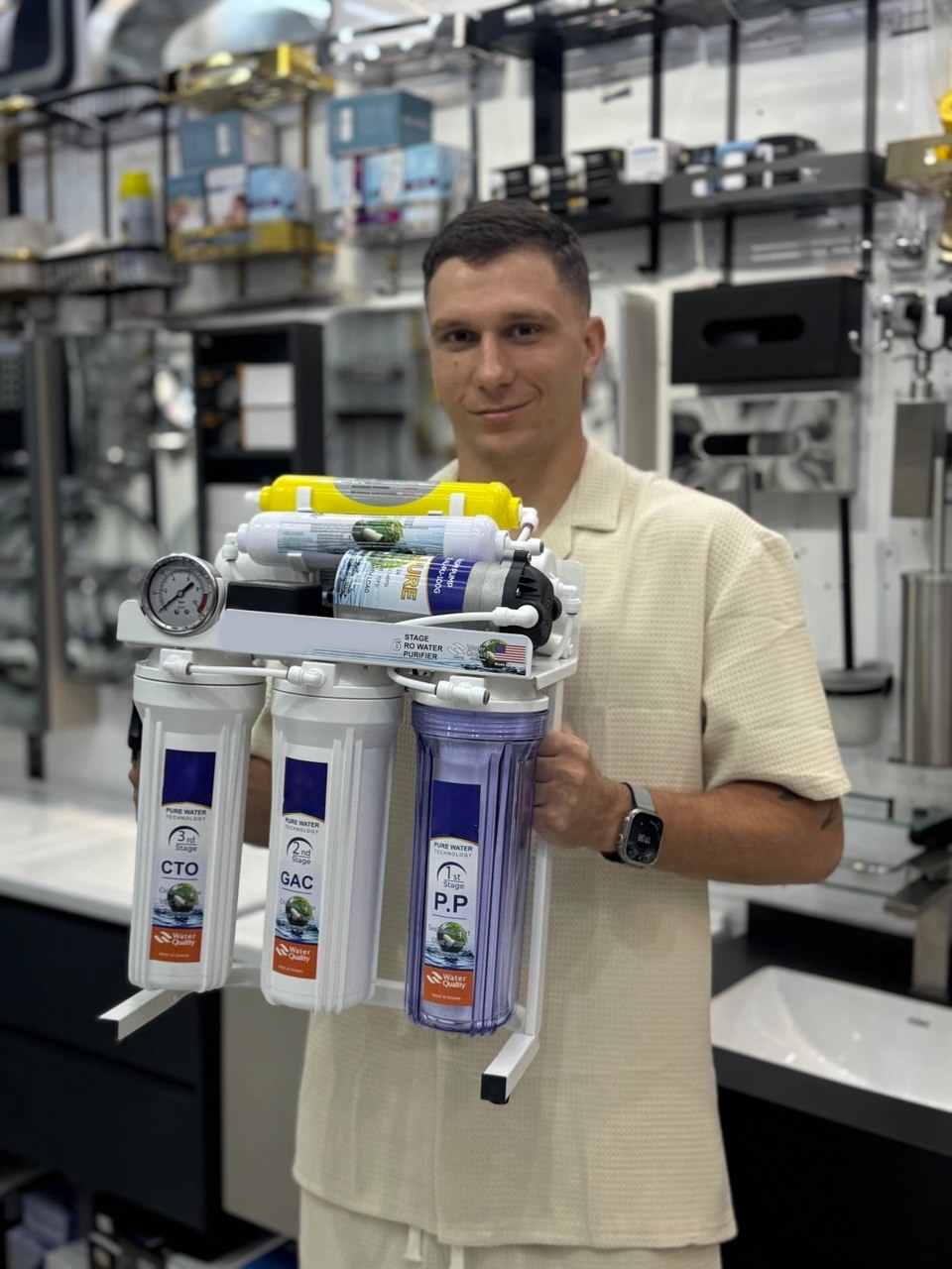 The PureOas 6-stage RO water purifier — assembled and tested in Dubai